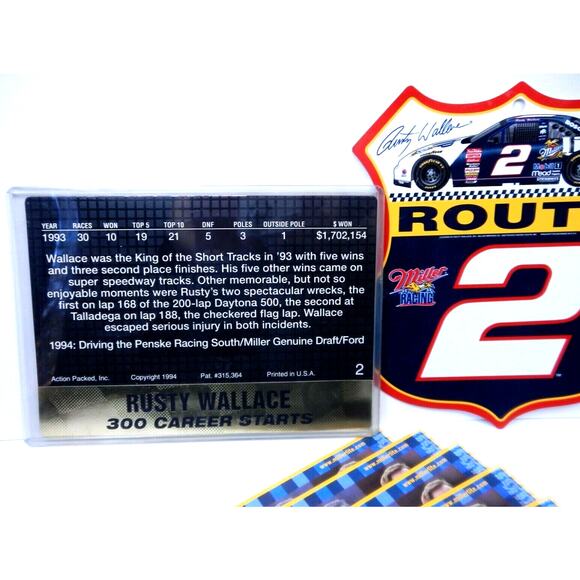 Rusty Wallace Driver Card Lot Oversize Card 8x10, Wall Plaque, Career Sheet 1994 - Picture 5 of 9